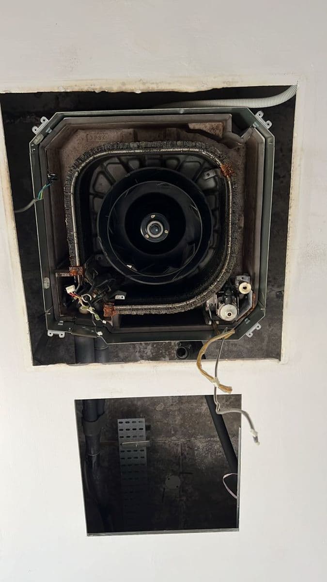 Ceiling cassette opened up for servicing